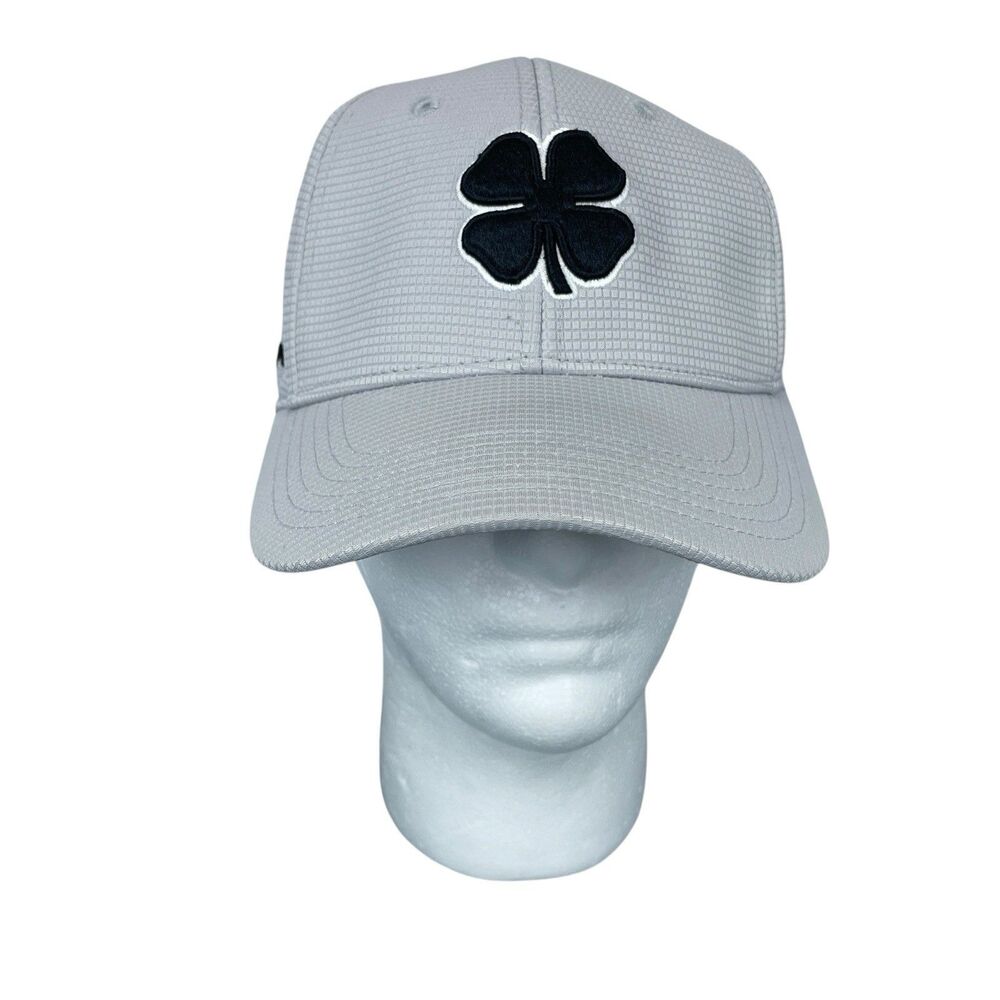 Black Clover Hat Cap Fitted Mens S/M Gray Live Lucky MemoryFit Clover Golf